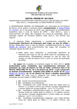 EDITAL PROEN N&ordm; 40/2015 - Universidade Federal do Maranh&atilde;o