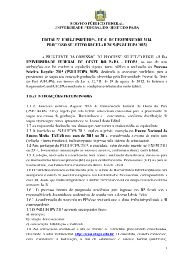 Processo Seletivo Regular 2015