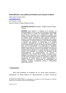 Renda Mínima: uma política pró-família e pró