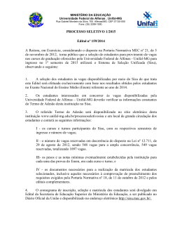 Edital SESu n&ordm; , de de janeiro de 2010 - Unifal-MG