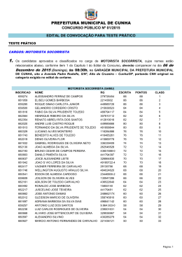 edital de convoca&ccedil;&atilde;o para teste pr&aacute;tico