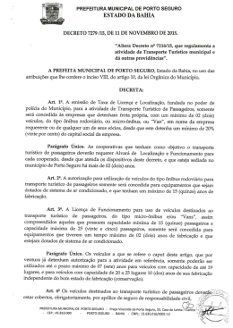 Altera&ccedil;&atilde;o do Decreto n&ordm; 7216/15, de regulamenta&ccedil;&atilde;o