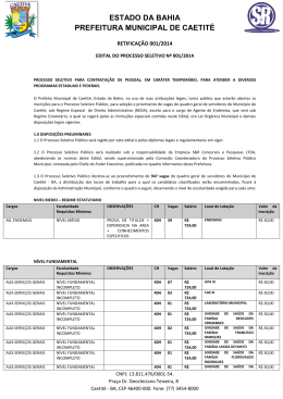 ESTADO DA BAHIA PREFEITURA MUNICIPAL DE CAETIT&Eacute;