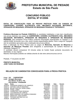 PREFEITURA MUNICIPAL DE PIEDADE Estado de S&atilde;o Paulo