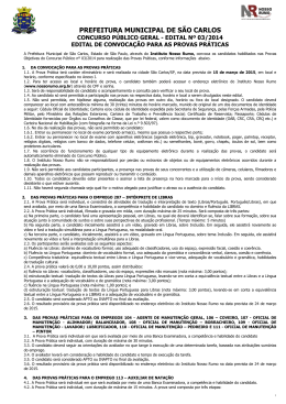 Edital de Convoca&ccedil;&atilde;o para as Provas Pr&aacute;ticas