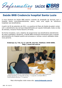 Saúde BRB Credencia hospital Santa Luzia