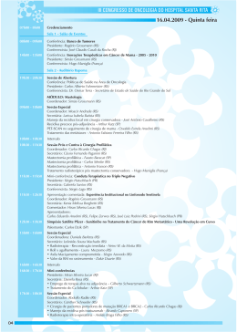 III CONGRESSO DE ONCOLOGIA DO HOSPITAL SANTA RITA