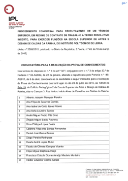 Convocatória para a realização prova de conhecimentos