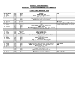 Escala de Ministros - Par&oacute;quia Santo Agostinho
