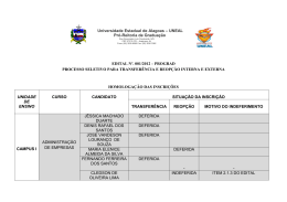 Homologa&ccedil;&atilde;o das inscri&ccedil;&otilde;es