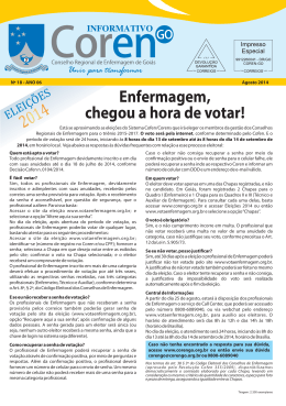 Informativo n&ordm; 18 - Conselho Regional de Enfermagem de Goi&aacute;s