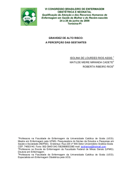 Gravidez de Alto Risco: a Percepção das Gestantes