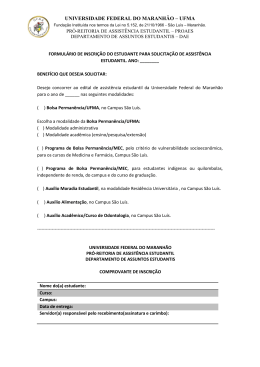 Formulário de inscrição 2015