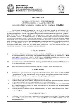 3&ordf; chamada PSC UFAM 2014