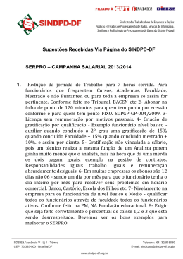 Sugest&otilde;es Recebidas Via P&aacute;gina do SINDPD
