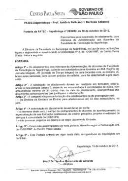 Portaria n&ordm; 28/2012 - Fatec Itapetininga