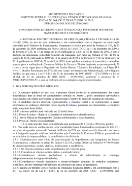 MINISTÉRIO DA EDUCAÇÃO INSTITUTO FEDERAL DE