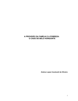 a provis&atilde;o da fam&iacute;lia e a pobreza: o caso de belo horizonte