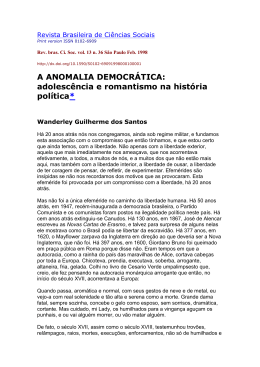 A ANOMALIA DEMOCR&Aacute;TICA: adolesc&ecirc;ncia e romantismo na