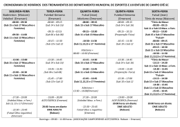 cronograma de horarios dos treinamentos do departamento