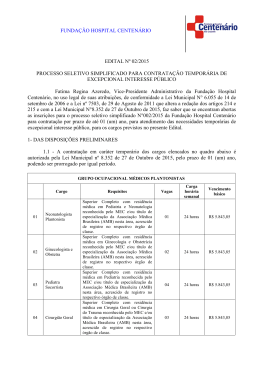 FUNDA&Ccedil;&Atilde;O HOSPITAL CENTEN&Aacute;RIO EDITAL N&ordm;
