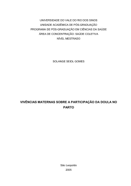 vivências maternas sobre a participação da doula no parto