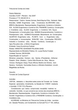 Tribunal de Contas da Uni&atilde;o Dados Materiais: Ac&oacute;rd&atilde;o 212/97
