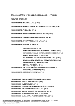 PROCESSO TRT/SP N&ordm; 0213600-67