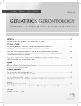 Geriatria & Gerontologia &ndash; um ano de publica&ccedil;&atilde;o
