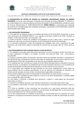 6ª Chamada Pública - Centro de Seleção