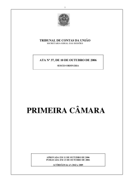 PRIMEIRA C&Acirc;MARA - Tribunal de Contas da Uni&atilde;o