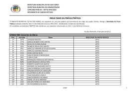 Resultado da Prova Pr&aacute;tica para os Cargos Servente de