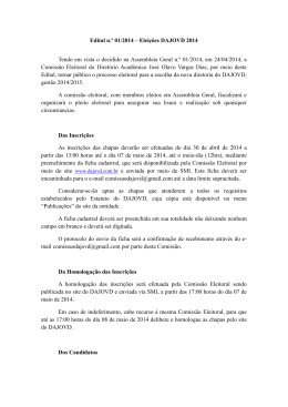 Edital n.º 01/2014 – Eleições DAJOVD 2014 Tendo