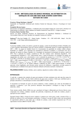 ESTIMATIVA DE G&Aacute;S METANO EM ATERRO