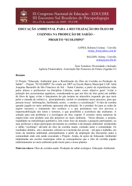 educação ambiental para a reutilização do óleo de