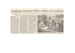 CANADENSES INVESTIRÃO US$3,5 MILHÕES EM CANABRAVA