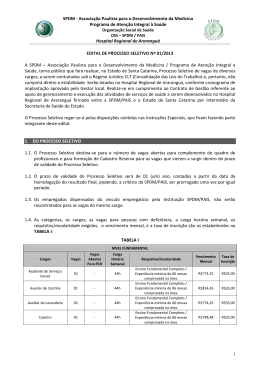 Edital N&ordm; 01/2013 Hospital Regional de Ararangu&aacute;