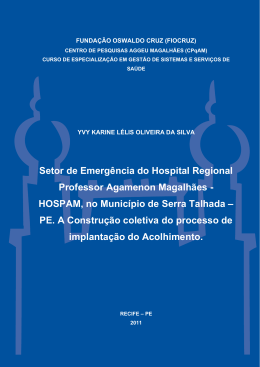 Setor de Emerg&ecirc;ncia do Hospital Regional Professor Agamenon