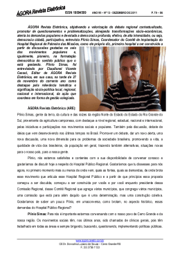 ÁGORA Revista Eletrônica entrevista PLÍNIO SIMAS sobre o