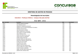 DIRETORIA DE GEST&Atilde;O DE PESSOAS Homologa&ccedil;&atilde;o de Inscri&ccedil;&otilde;es