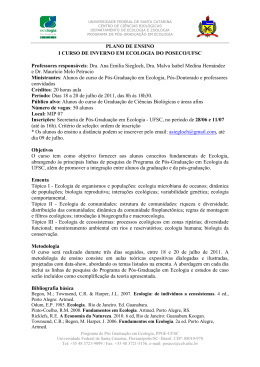 Descri&ccedil;&atilde;o e Cronograma do Curso de Inverno em Ecologia (te&oacute;rico)