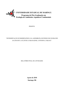 Diversifica&ccedil;&atilde;o ecomorfol&oacute;gica da Assembl&eacute;ia de Peixes em um