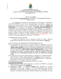 EDITAL N 01/2010 SELE&Ccedil;&Atilde;O PARA MESTRADO EM ECOLOGIA E