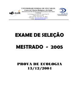EXAME DE SELEÇÃO MESTRADO - 2005