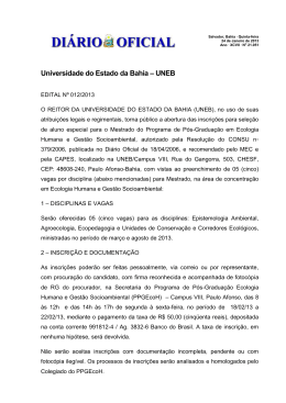 EDITAL N 012.2013 – INSCRIÇÕES PARA ALUNO ESPECIAL
