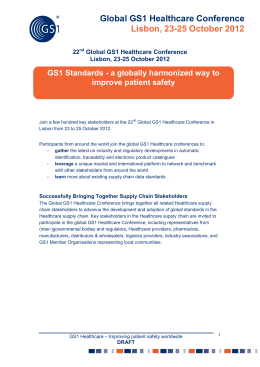 Global GS1 Healthcare Conference Lisbon, 23-25