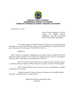resolu&ccedil;&atilde;o n&ordm; 13/2015 - Universidade Federal da Para&iacute;ba