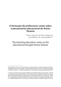 notas sobre o pensamento educacional de Anísio Teixeira