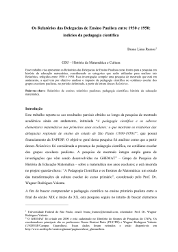 Os Relatórios das Delegacias de Ensino Paulista entre 1930 e 1950