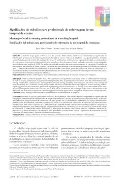 Significados do trabalho para profissionais de enfermagem de um